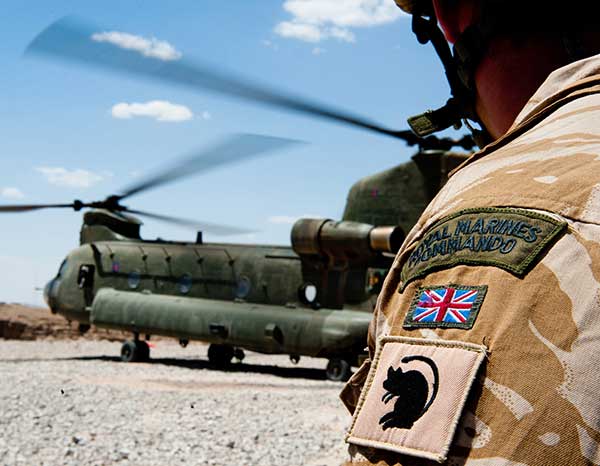 Royal Marine with Chinook