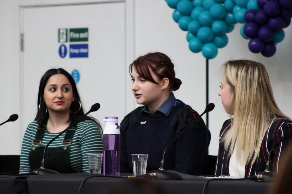 Rebecca talking on the youth panel