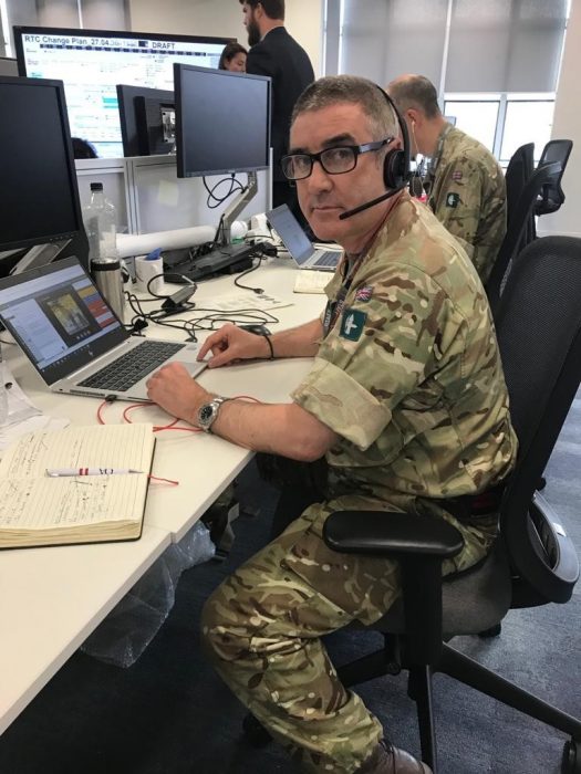 Major Knight at his desk on mobilisation