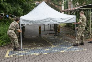 Setting up a gazebo in advance of testing training