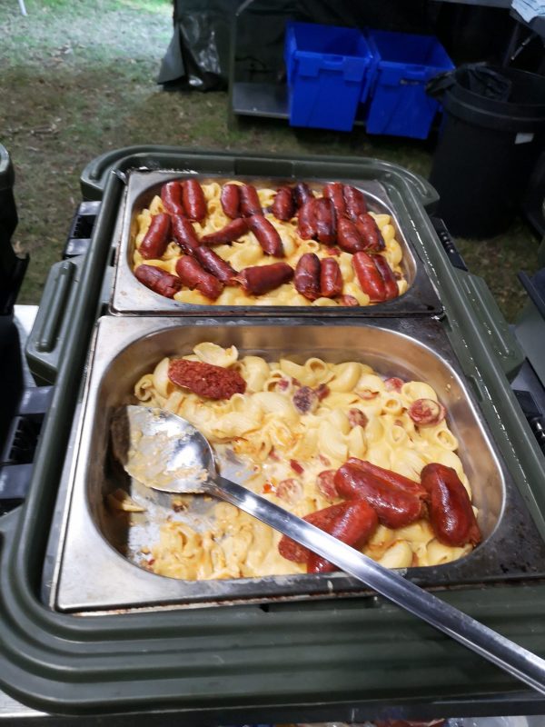 The macaroni cheese with chorizo dish cooked by LAC Herman