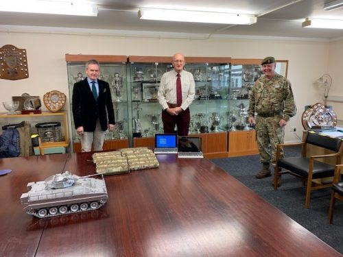 The Commandant of Staffordshire ACF receives delivery of the first set of Notebooks from the Friends of Staffordshire ACF charity