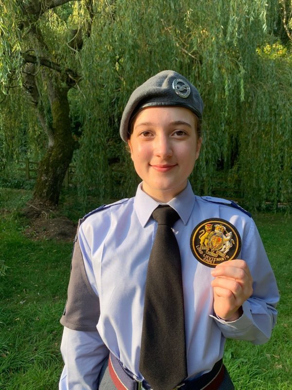 Cadet Flight Sergeant Bateman from the RAF Air Cadets holds her Lord-Lieutenant's Cadet badge