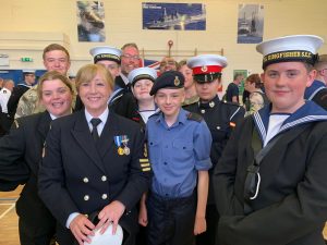Lisa Wood with Cadets at an event at HMS Forward