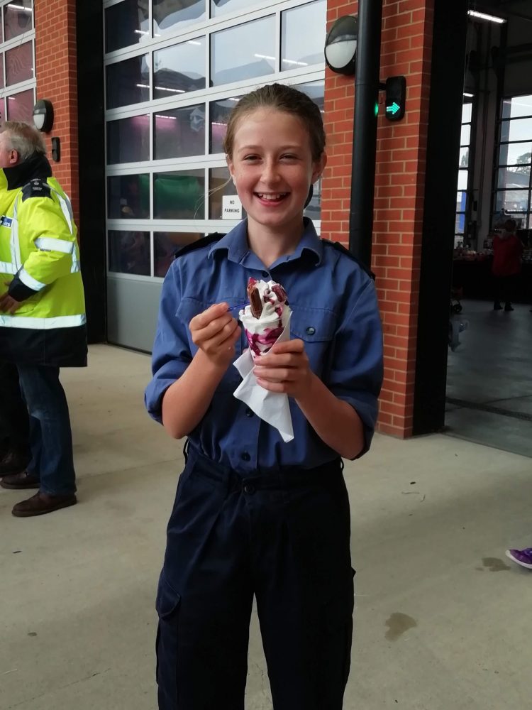 OC Bella in her Sea Cadets uniform, enjoying a icecream