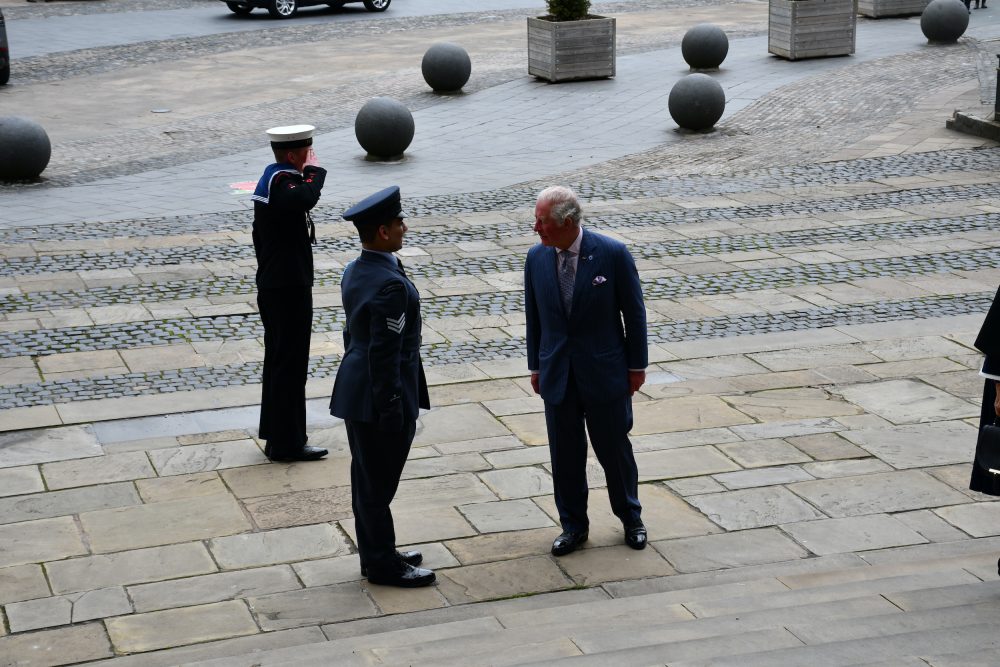 Lord-Lieutenant's Cadet, Cadet Sergeant Zain Aslam, greeting HRH The Prince of Wales