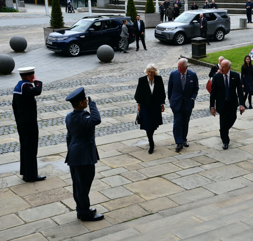 Lord-Lieutenant's Cadet, Cadet Sergeant Zain Aslam greeting HRH The Prince of Wales and The Duchess of Cornwall