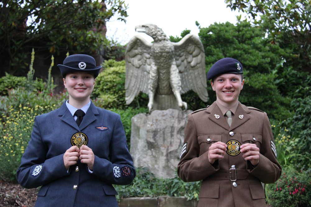 The new Shropshire Lord-Lieutenant incoming cadets representing the RAF Air Cadets and Army Cadets