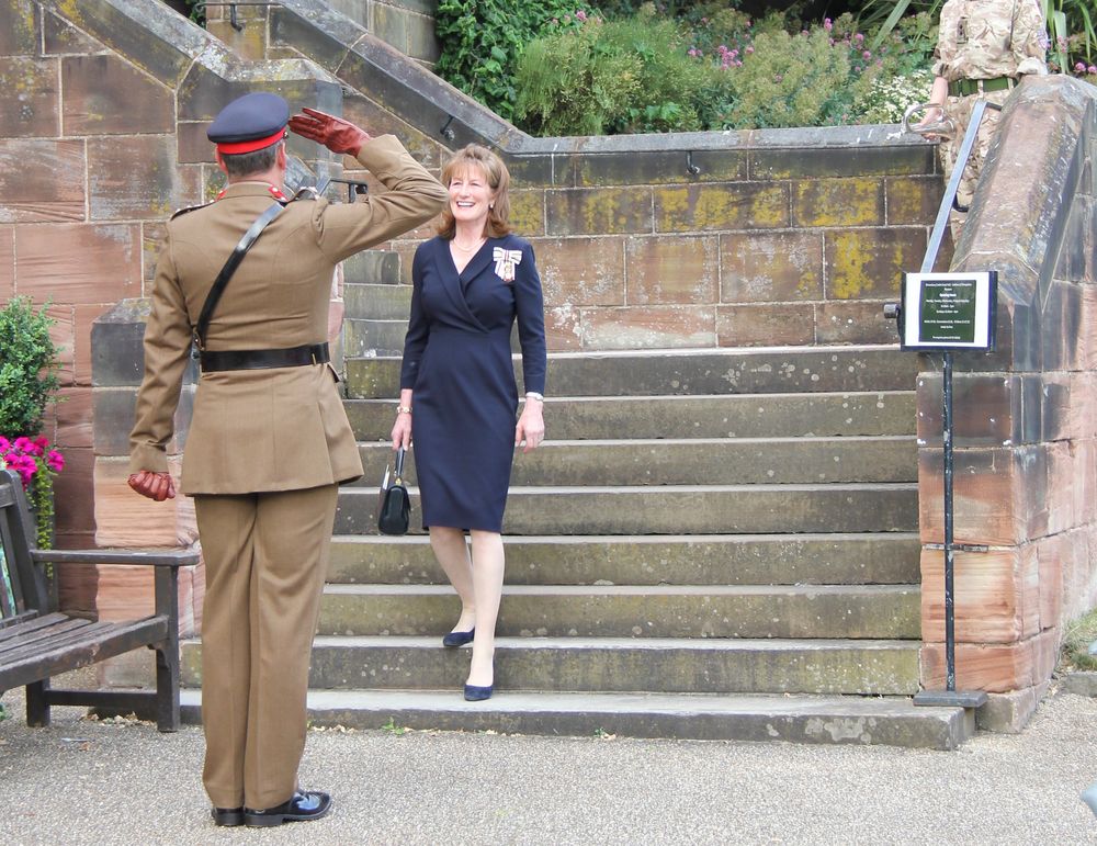 Shropshire Lord-Lieutenant, Anna Turner, is formally greeted at the start of the ceremony by a saluting member of Shropshire Army Cadet Force