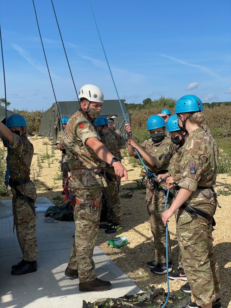 Army Cadets are taught how to safely use their ropes and equipment ahead of using the new climbing wall