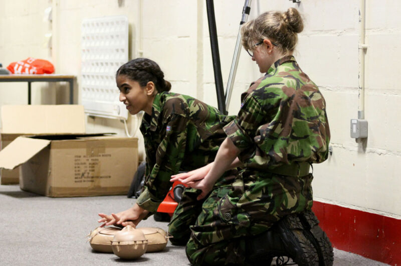 Barr Beacon Combined Cadet Force cadets practice their first aid skills