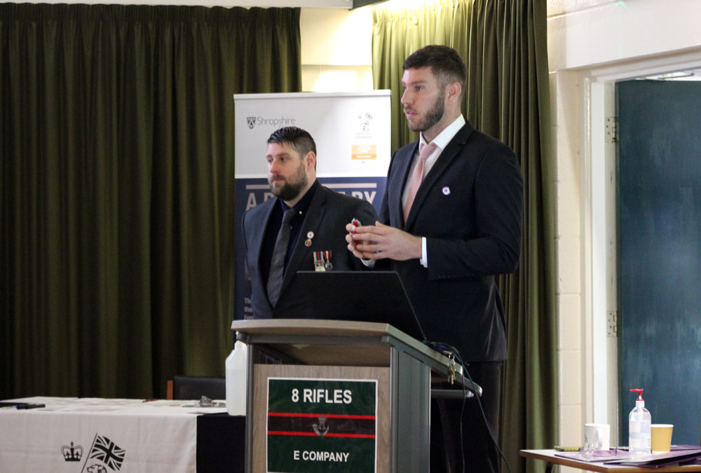 Joe Lockley and Stu Cook, of Brightstar Boxing, share their experiences with guests at the Shropshire Business Breakfast