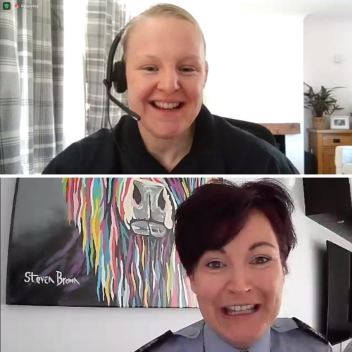 Midshipman Sophie Wakeford and Warrant Officer Caroline Burns share their insights during the Zoom webinar about leadership
