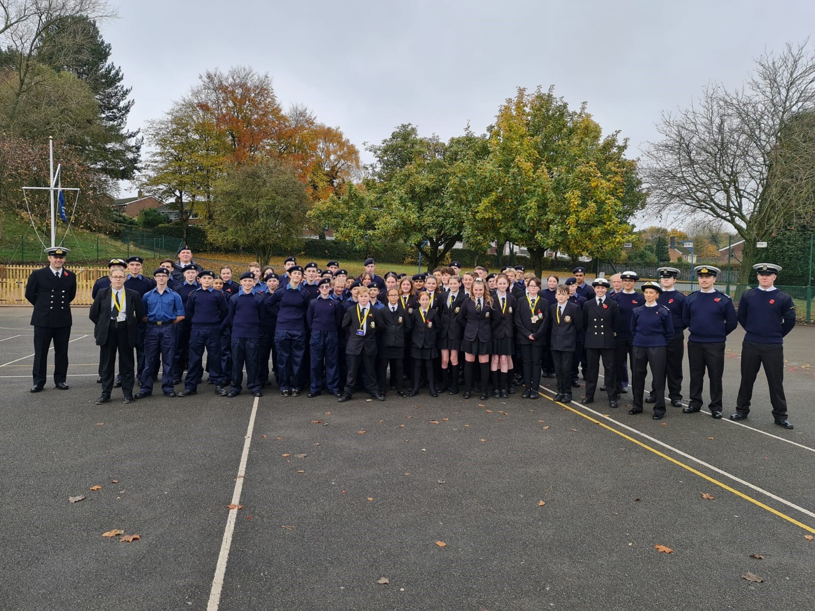 The Streetly Academy CCF Royal Navy section stand in their uniforms