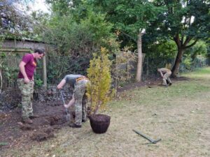 Reservists planting trees.