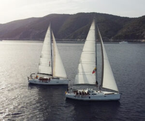 Two yachts sailing.