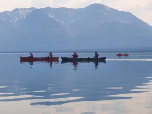 Canoeing on Kluane Lake.