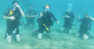 Cadets scuba diving.