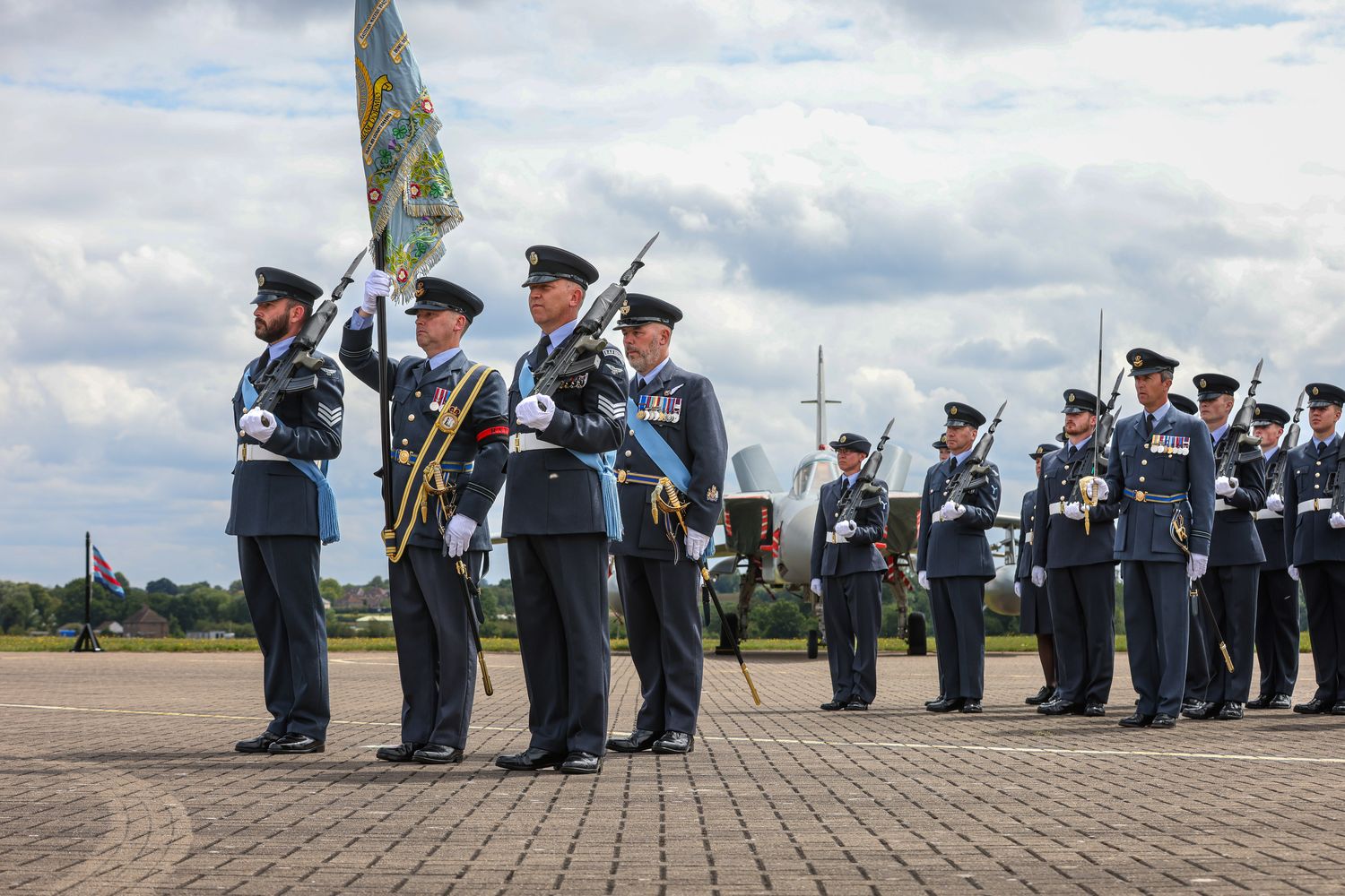 Reservists from 605 Squadron are on parade with their new Standard.
