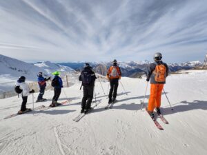 Cadets on the slopes for a ski lesson.